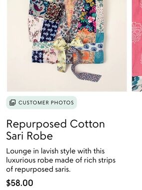 Uncommon goods handmade Repurposed Cotton Sari Robe